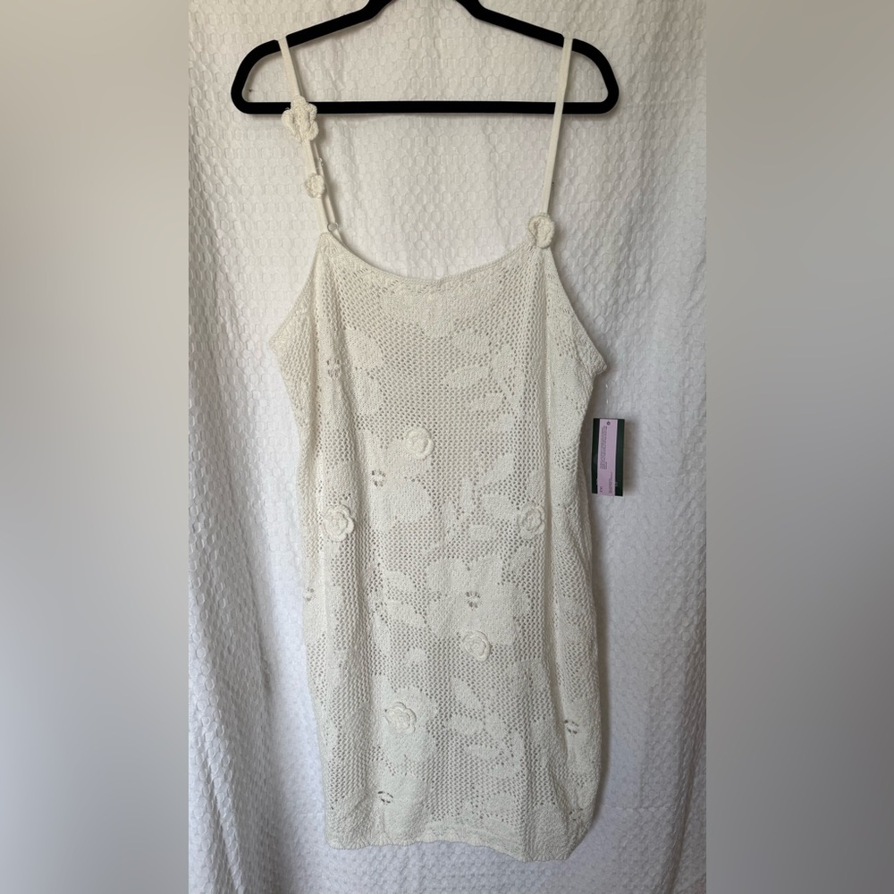 Wild Fable Crochet Floral Knit Mini Dress Festival Boho Cottagecore 2X NWT - Picture 2 of 5